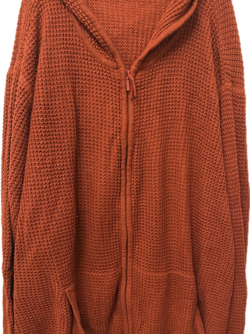 Roaman's Rust Red Waffle Knit Zip Cardigan Size 3X